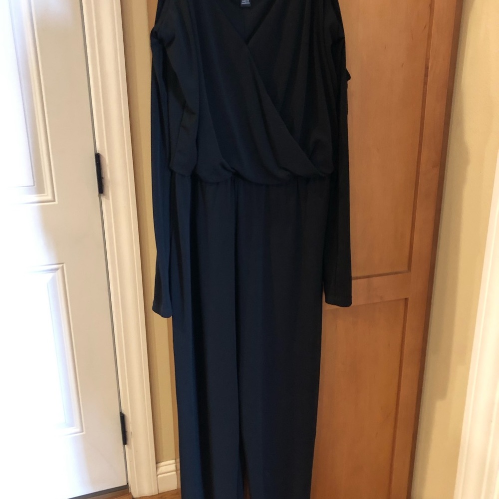 Long Sleeve Cold Shoulder Black Jumpsuit